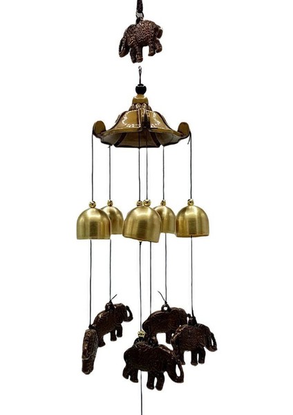 Feng Shui Metal Rüzgar Çanı Şans Bereket Filleri No.2