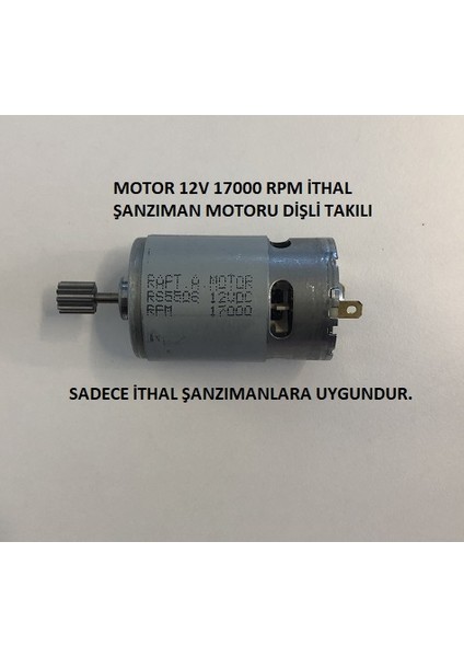 Motor 12V 17000 Rpm Şanzıman MOTORU 10 Diş