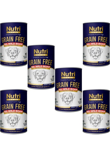 %92 Domuz Etli 400Gr Tahılsız Yaş Mama 6Adet