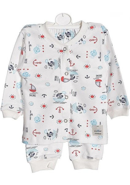 Denizci Desen %100 Pamuk Bebek Alt-Üst Pijama Takımı
