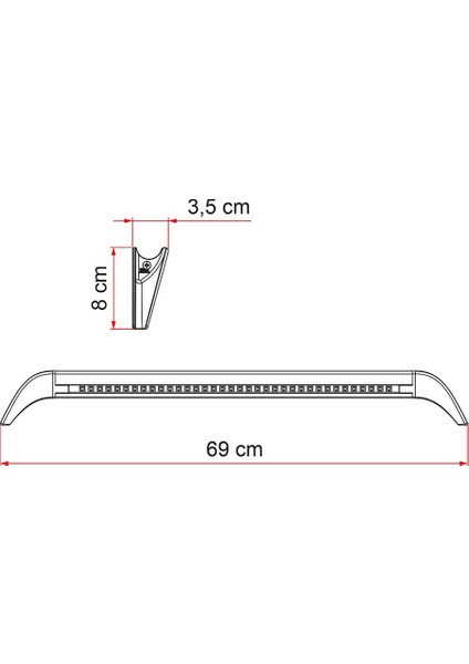 69CM LED Awning Kapı Üstü Karavan Dış Aydınlatma