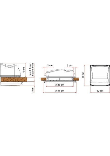 Vent 28 F Kristal 28 x 28 cm Karavan Tavan Heki