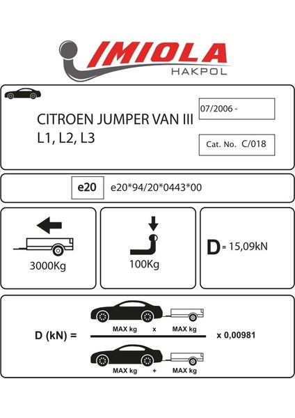 Peugeot Boxer Iıı Pikap, L1 L2 L3 2006 ve Sonrası Çeki Demiri modelleri