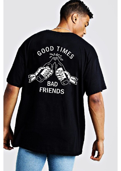 God Times Bad Friends Oversize Tişört