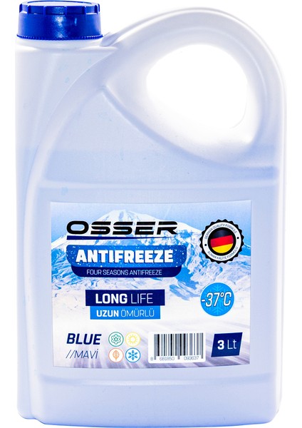 OSSER Antifriz 3 LT Mavi -37 Derece 6'Lı Avantaj Paket (Üretim Yılı 2024)