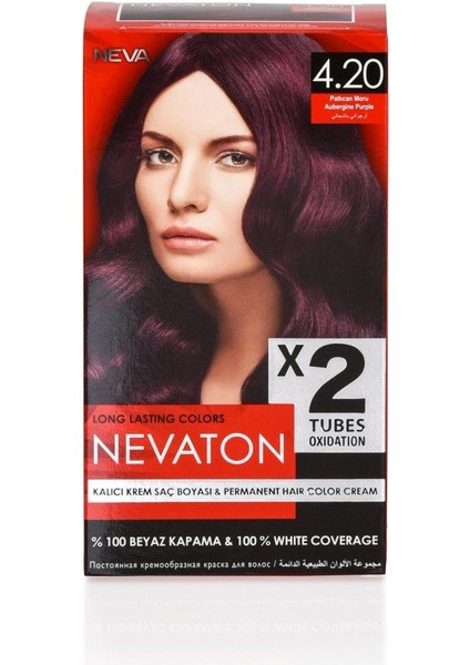 Kalıcı Krem Saç Boyası 4.20 Patlıcan Moru (Bir Kutuda 2 Boyama)