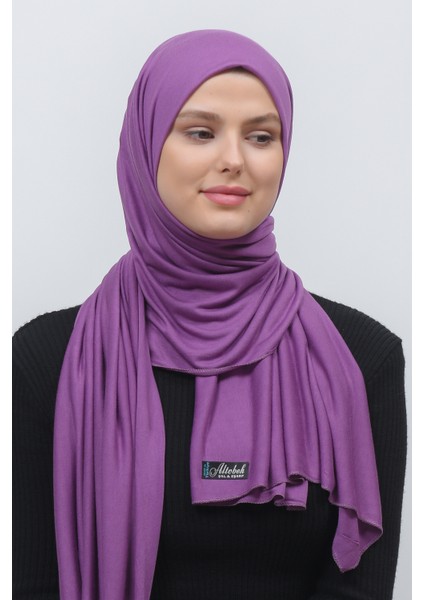Tesettür Penye Şal Düz-Mor