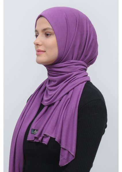 Tesettür Penye Şal Düz-Mor