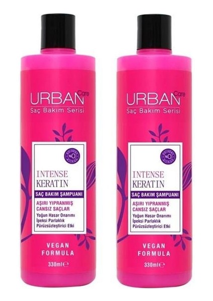 Intense Keratin Saç Bakım Şampuanı 330 ml Vegan X2'li Set