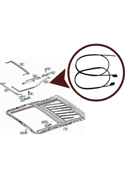 ESC ESR561 Mercedes W203 W211 C209 C215 C219 İçin Sunroof Tamir Teli A2157800589