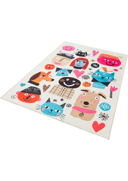 Mira 877 Küçük Yüzler Temalı Kubik Çok Renkli Modern Halı fırsatları