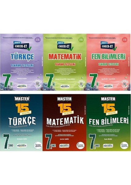 7. Sınıf Kendini Check - Et Türkçe+Matematik+Fen Bilimleri Tekrar Testleri+7. Sınıf Master 15 Türkçe+Matematik+Fen Bilimeri Denemesi