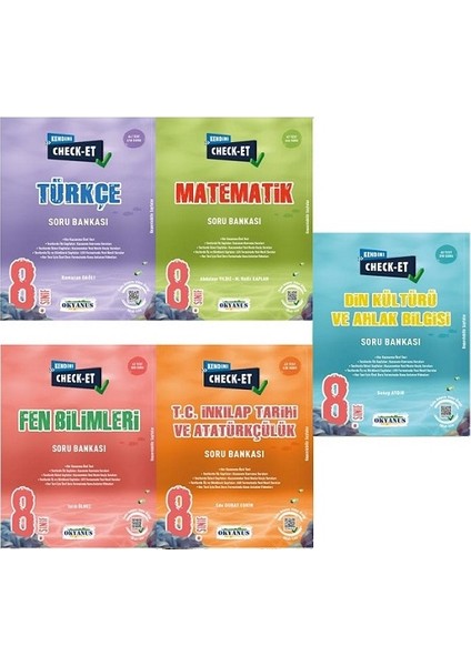 8. Sınıf Kendini Check - Et Türkçe+Matematik+Fen Bilimleri+İnkılap Tarihi+Din Kültürü Soru Bankası