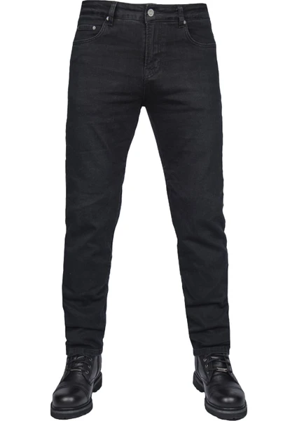 The Biker Jeans City PRO101 Black Korumalı Motosiklet Kot Pantolonu