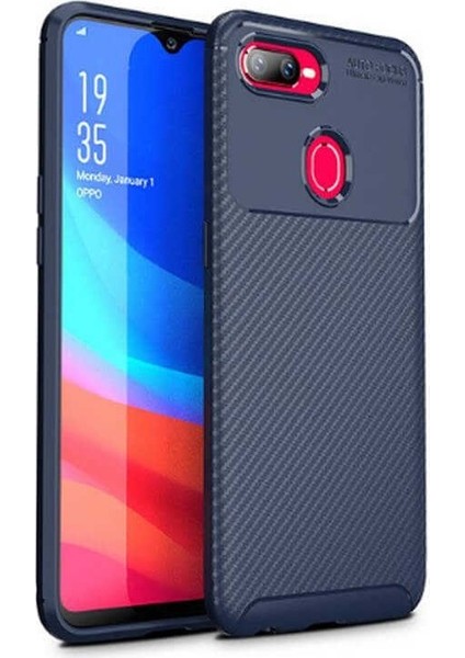 Oppo A7X Karbon Görünüm Negro Silikon Kılıf + Ekran Koruyucu Nano