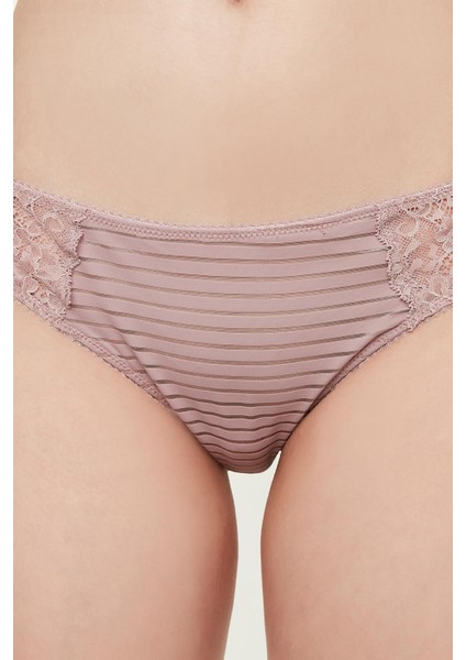 Kadın Tül Çizgili Pudra Slip Külot 36508501 modelleri