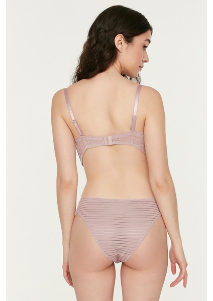 Kadın Tül Çizgili Pudra Slip Külot 36508501 fırsatları