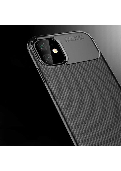 Apple iPhone 11 Karbon Görünüm Negro Silikon Kılıf + Ekran Koruyucu Nano