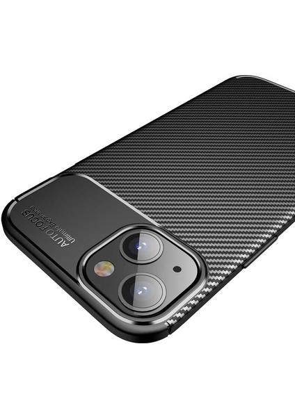 Apple iPhone 13 Mini Karbon Görünüm Negro Silikon Kılıf + Ekran Koruyucu Nano