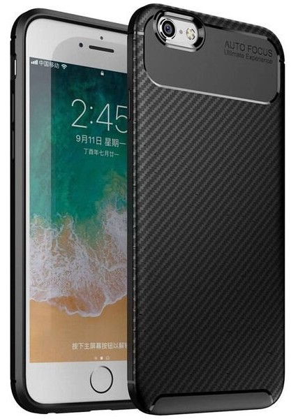 Apple iPhone 6s Karbon Görünüm Negro Silikon Kılıf + Ekran Koruyucu Nano