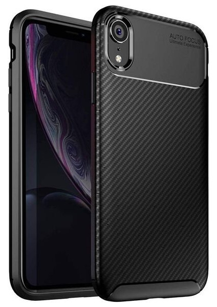 Apple iPhone Xr Karbon Görünüm Negro Silikon Kılıf + Ekran Koruyucu Nano