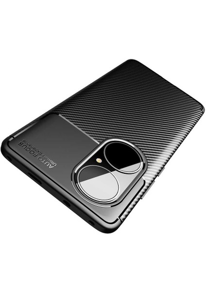 Huawei P50 Pro Karbon Görünüm Negro Silikon Kılıf + Ekran Koruyucu Nano