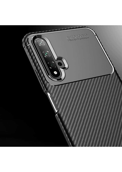 Huawei Honor 20 Karbon Görünüm Negro Silikon Kılıf + Ekran Koruyucu Nano