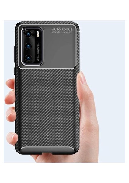 Huawei P40 Karbon Görünüm Negro Silikon Kılıf