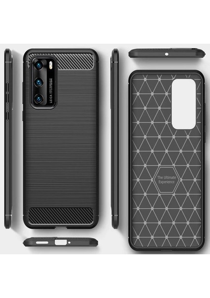 Huawei P40 Karbon Görünüm Negro Silikon Kılıf