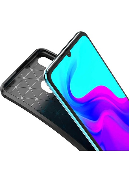 Huawei P30 Lite Karbon Görünüm Negro Silikon Kılıf + Ekran Koruyucu Nano