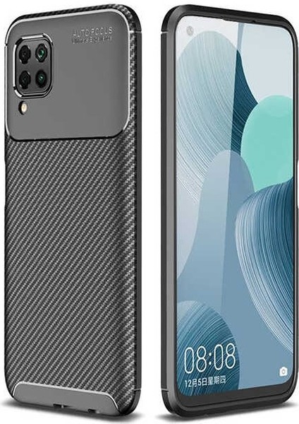 Huawei P40 Lite Karbon Görünüm Negro Silikon Kılıf + Ekran Koruyucu Nano