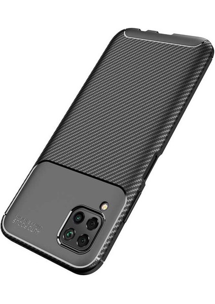 Huawei P40 Lite Karbon Görünüm Negro Silikon Kılıf + Ekran Koruyucu Nano