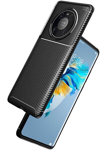 Huawei Mate 40 Pro Karbon Görünüm Negro Silikon Kılıf + Ekran Koruyucu Ped