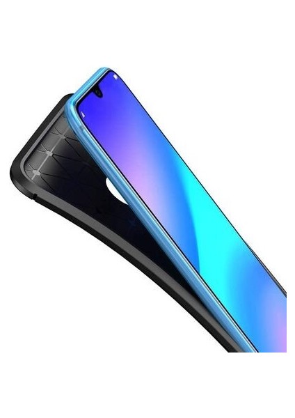 Huawei P Smart 2019 Karbon Görünüm Negro Silikon Kılıf + Ekran Koruyucu Nano