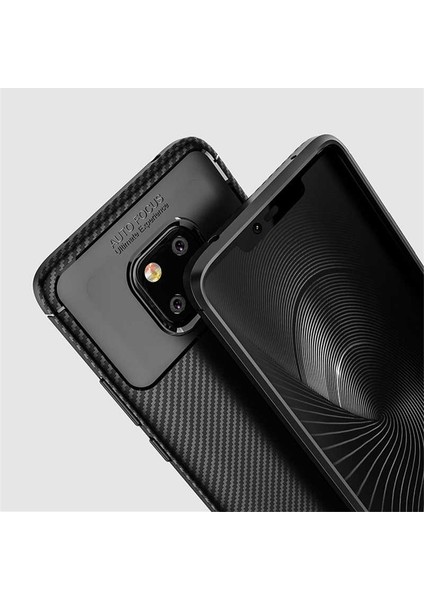 Huawei Mate 20 Pro Karbon Görünüm Negro Silikon Kılıf + Ekran Koruyucu Ped