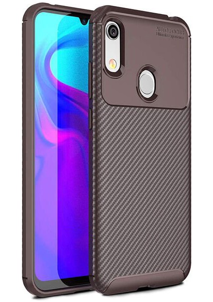 Huawei Y6 2019 Karbon Görünüm Negro Silikon Kılıf + Ekran Koruyucu Nano