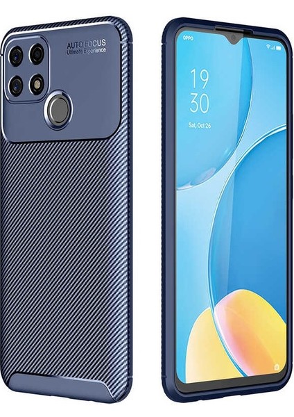 Oppo A15S Karbon Görünüm Negro Silikon Kılıf + Ekran Koruyucu Nano