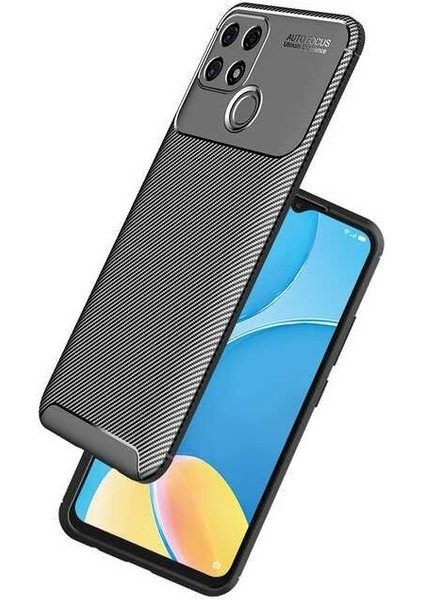 Oppo A15S Karbon Görünüm Negro Silikon Kılıf + Ekran Koruyucu Nano