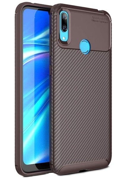 Huawei Y7 Prime 2019 Karbon Görünüm Negro Silikon Kılıf + Ekran Koruyucu Nano