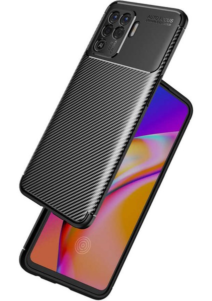 Oppo Reno 5 Lite (CPH2205) Karbon Görünüm Negro Silikon Kılıf