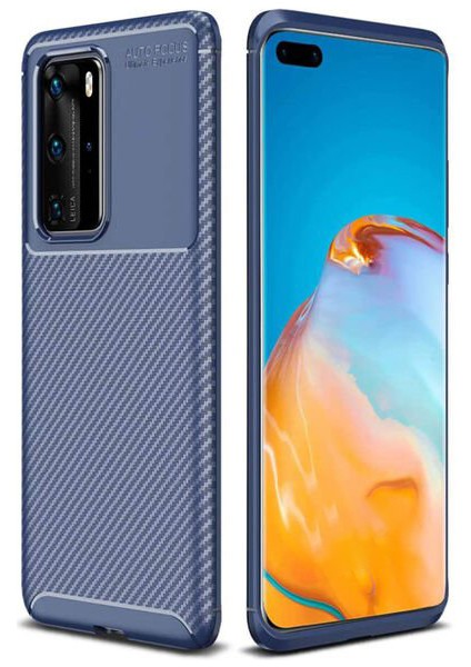Huawei P40 Pro Karbon Görünüm Negro Silikon Kılıf + Ekran Koruyucu Ped