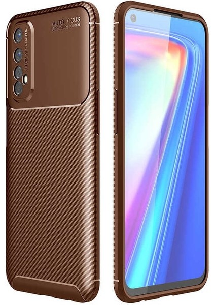 Realme 7 Karbon Görünüm Negro Silikon Kılıf + Ekran Koruyucu Nano