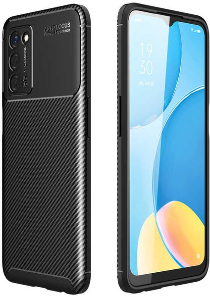 Oppo A55 5g Karbon Görünüm Negro Silikon Kılıf + Ekran Koruyucu Nano