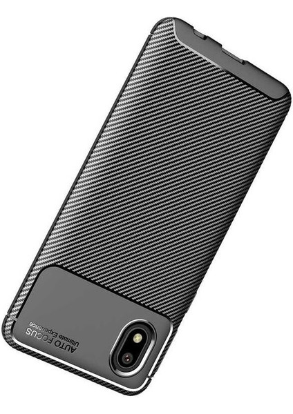 Samsung Galaxy A01 Core Karbon Görünüm Negro Silikon Kılıf + Ekran Koruyucu Nano
