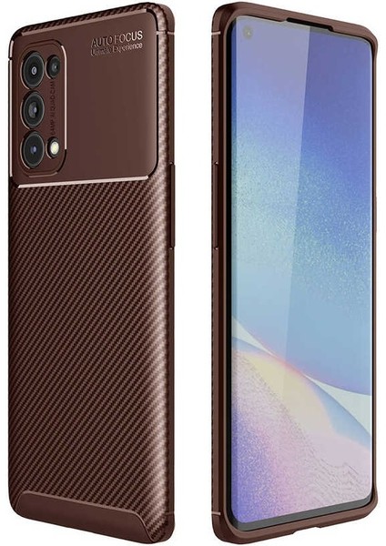 Oppo Reno 5 (CPH2159) Karbon Görünüm Negro Silikon Kılıf + Ekran Koruyucu Nano