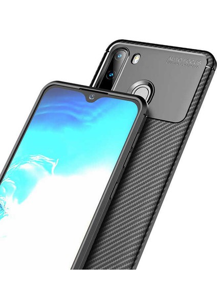 Samsung Galaxy A21 Karbon Görünüm Negro Silikon Kılıf + Ekran Koruyucu Nano