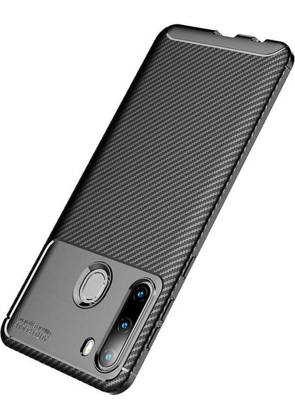 Samsung Galaxy A21 Karbon Görünüm Negro Silikon Kılıf + Ekran Koruyucu Nano