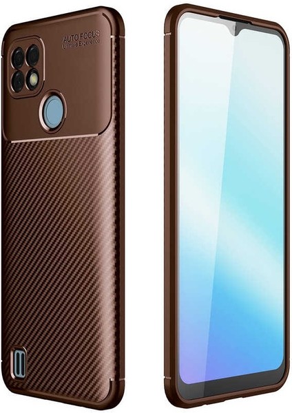 Realme C21 Karbon Görünüm Negro Silikon Kılıf + Ekran Koruyucu Nano