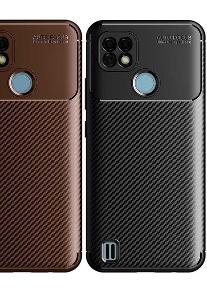 Realme C21 Karbon Görünüm Negro Silikon Kılıf + Ekran Koruyucu Nano
