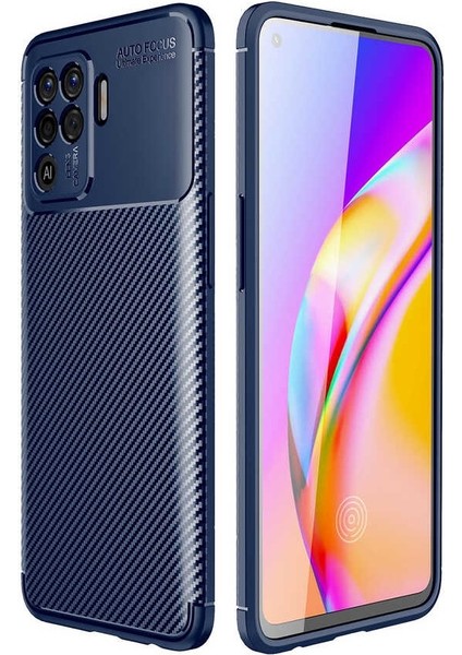 Oppo Reno 5 Lite (CPH2205) Karbon Görünüm Negro Silikon Kılıf + Ekran Koruyucu Nano